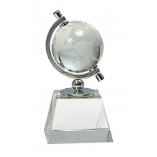 6 inch Crystal Spinning Globe with Clear Base